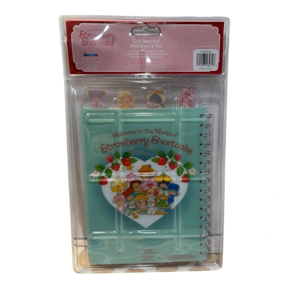 Strawberry Shortcake Tab Journal Stationery Set – Notebook, Tabs & Pen – New